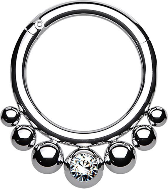 Immagine prodotto Star Piercing Anello micro segmento pieghevole argento sette sfere cristallo argento (Acciaio chirurgico 316L, senza ottone)