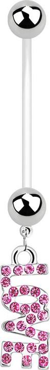 Star Piercing Banane Schwangerschaft mit Love pink (Bioflex, ohne Messing, Chirurgenstahl 316L)