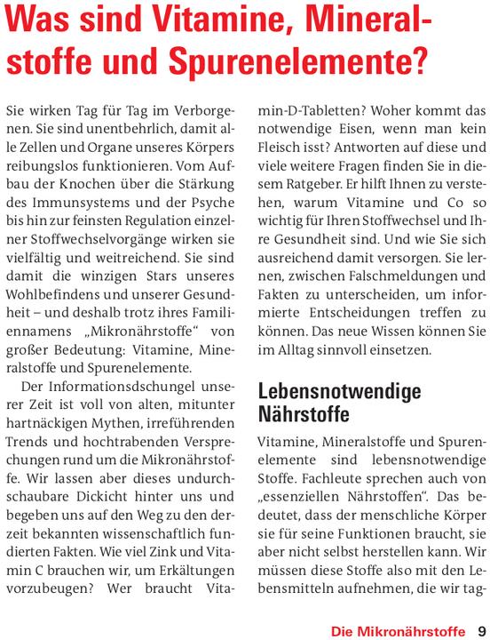 Produktbild Vitamine, Mineralstoffe, Spurenelemente (Deutsch, Prof. Dr. Bernhard Watzl, Dr. Angela Bechthold, 2024)