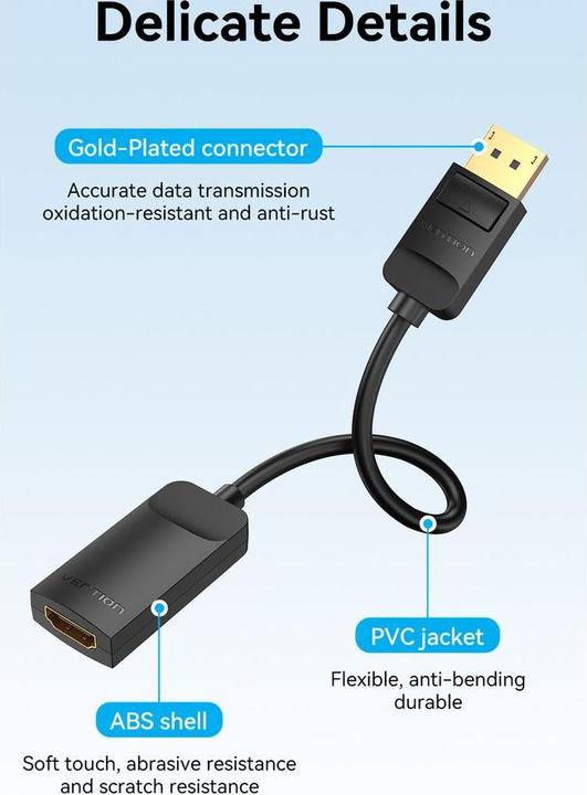 Produktbild Vention DisplayPort – HDMI (0.15 m, DisplayPort)