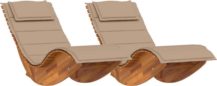 Produktbild VidaXL Sonnenliege Set aus 2 Taupe Massivholz Akazie Standard (3 cm)
