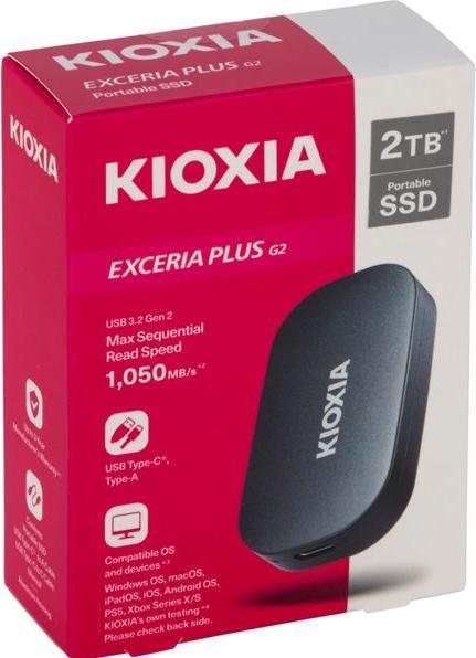Actual product image Kioxia EXCERIA PLUS G2 2000GB Portable SSD USB 3.2 Gen2 Type C (2000 GB)