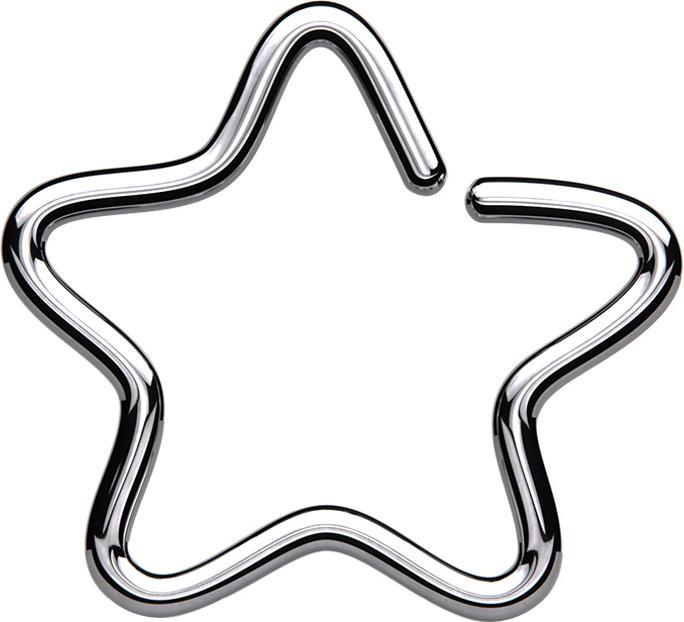Star Piercing Micro Piercing Ring Stern silber mit Titanium Schicht (Chirurgenstahl 316L, ohne Messing)