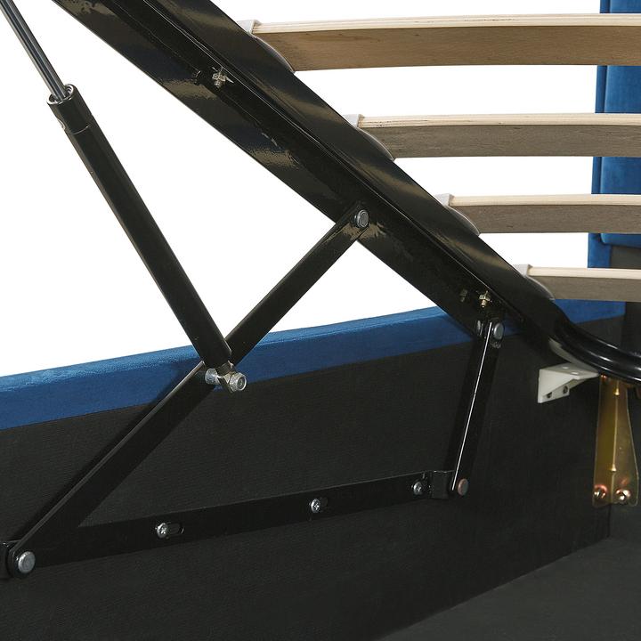 Produktbild Beliani Polsterbett Samtstoff blau mit Bettkasten hochklappbar 160 x 200 cm SEZANNE (160 x 200 cm)