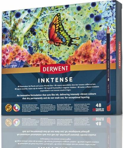 Image du produit Derwent Inktense Permanent Aquarell Set cadeau dans une boîte en bois, 48 pièces (Multicolore, 48 x)