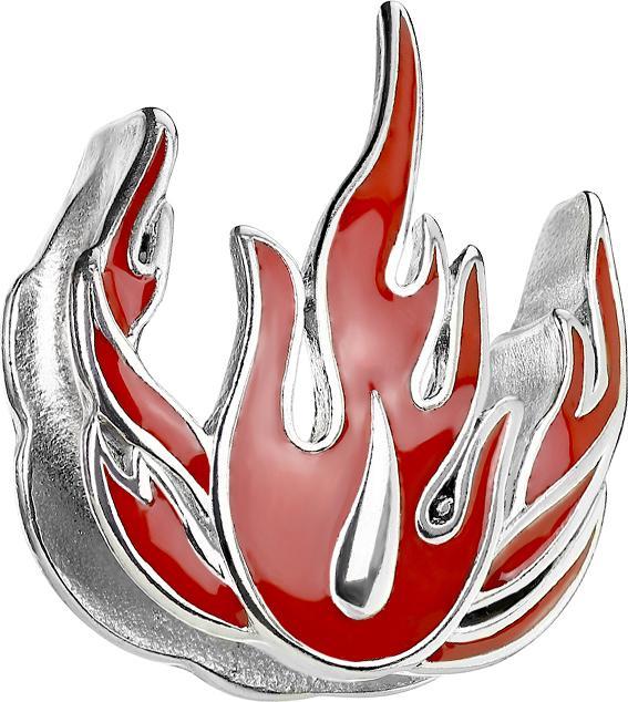 Star Piercing Sattel silber rote Flammen (ohne Messing, Chirurgenstahl 316L)