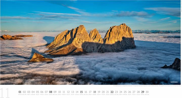 Produktbild Luftbildkalender Dolomiten 2026 (Harter Einband, Deutsch, Französisch, Englisch, Italienisch)
