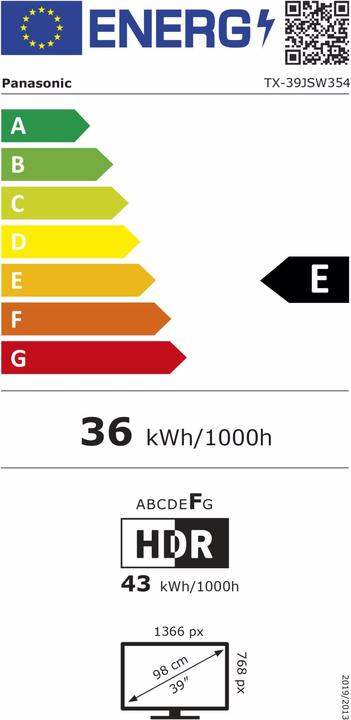 Energie-Label Panasonic TX-39JSW354 (39", JSW354, LCD, HD, 2021)