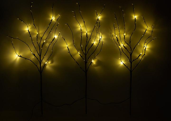 Produktbild Lunartec 3 Deko-Zweige, je 48 Kunststoff-Knospen & 8 LEDs, batteriebetr., Timer (0.60 m)