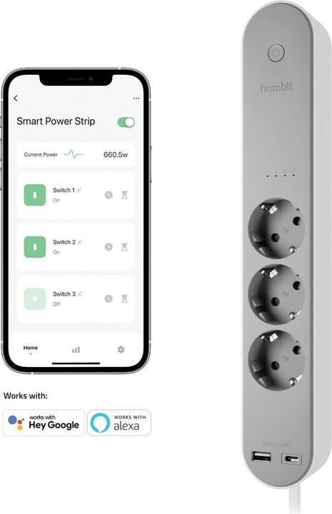 Produktbild Hombli smarte Steckdosenleiste (3 x, USB-A, USB-C, 1.50 m)