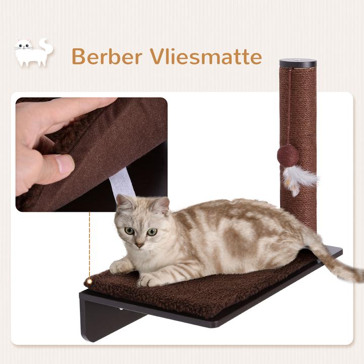 Produktbild PawHut Kratzbaum für Wandmontage (50 cm, Braun)