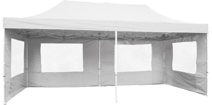 VCM PROFI Faltpavillon Partyzelt 3x6 m weiss mit Seitenteilen wasserdichtes Dach (600 cm, 600 cm)