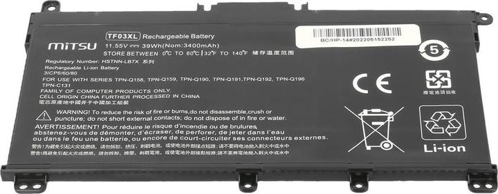 Produktbild Mitsu Akku für HP 14-BP Pavilion 14 15 3400 mAh (39 Wh) 11 55 Volt (3 Zellen, 3400 mAh)