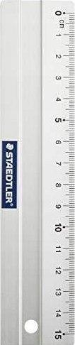 Actual product image Staedtler Metal ruler, made of aluminium, 150 mm long Millimetre scale, embossed graduation, ink edge (15 cm)