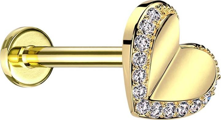 Immagine prodotto Star Piercing Micro Threadless Labret vergoldet Herz vergoldet Kristalle silber (Acciaio chirurgico 316L/ottone)
