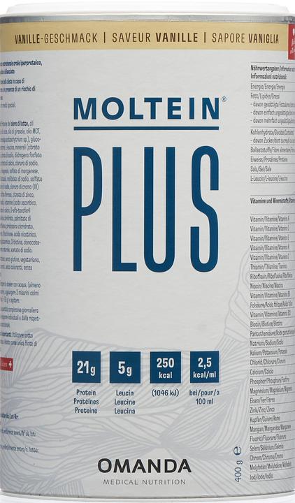 Nährwerte und Zutaten Moltein Plus 2.5 Vanille (400g) (1 Stück, Pulver, 470 g)