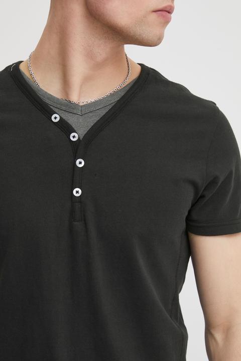 Actual product image Solid Dorian Men's T-Shirt Short Sleeve Shirt Tee With Grandad-Neck (M)