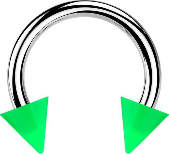 Produktbild Star Piercing Micro Circular Barbell silber mit zwei Cones grün (Chirurgenstahl 316L, ohne Messing, Acryl)