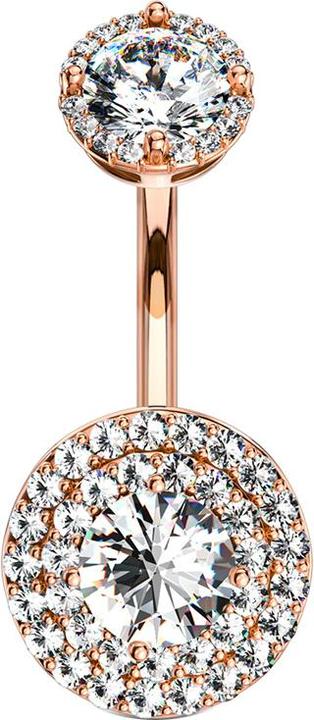 Star Piercing Banane Innengewinde rosegold doppel Kristall Gepflastertes Schild (Chirurgenstahl 316L, Messing)