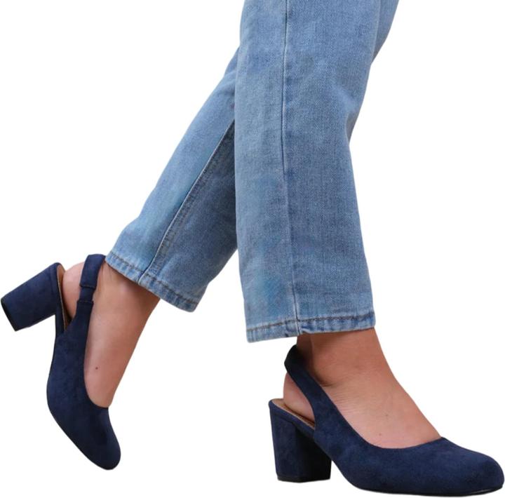 Actual product image Where's That From Womens/Ladies Edith Suede Sling Back Wide Block Heel Shoes (36)