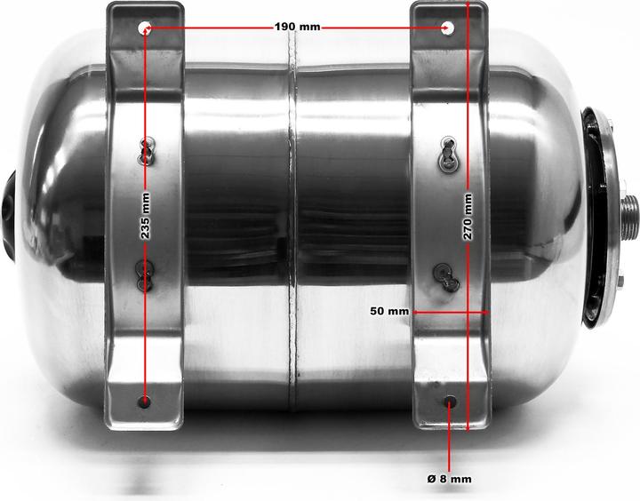 Actual product image Wiltec 24L INOX PRESSURE TANK Vessel WATER Natural Rubber Domestic Waterworks Stainless Steel (Domestic water pump)