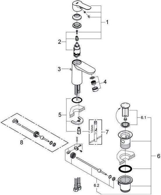 Produktbild Grohe Einhand-Waschtischbatterie BAUEDGE 1/2" chr
