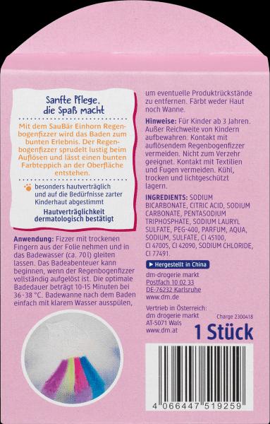 Actual product image dm SauBär Children's bath additive rainbow bath fizzer unicorn (Bath bombs)