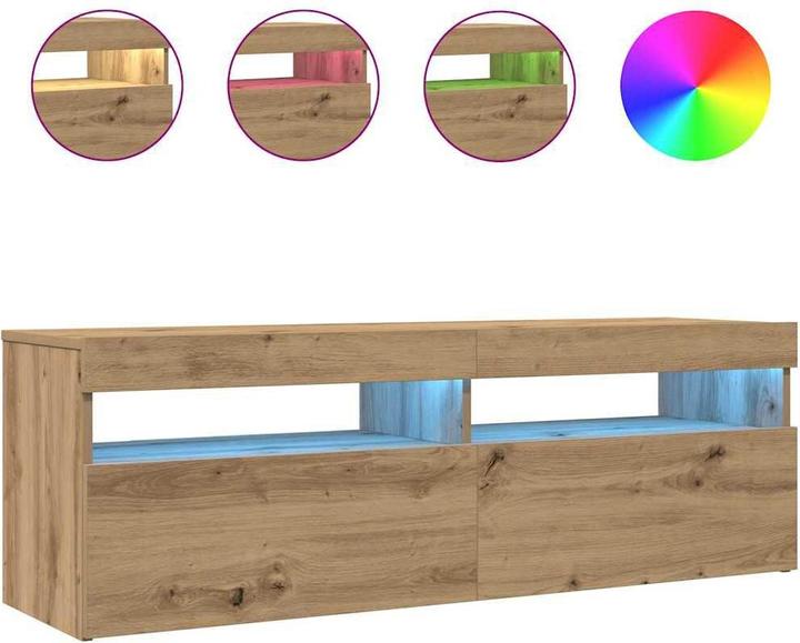Actual product image VidaXL TV Schrank Lowboard Fernsehschrank Fernsehtisch mit LED Artisan-Eiche (120 x 35 x 40 cm)