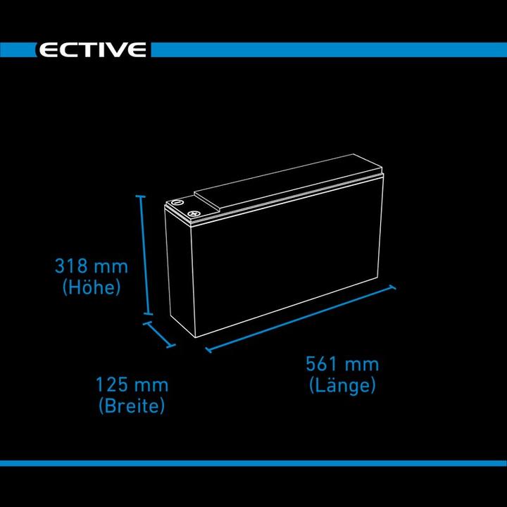 Image du produit Ective Batterie AGM 230Ah 12V Deep Cycle Slim Front Terminal Batterie d'alimentation (12 V, 230 Ah)