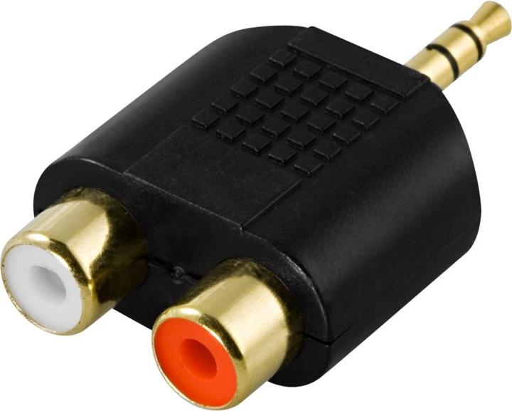 Produktbild Deltaco AA-6, 3.5mm, Männlich, 2 x RCA, Weiblich, Schwarz, Grau, Rot (0.20 m)
