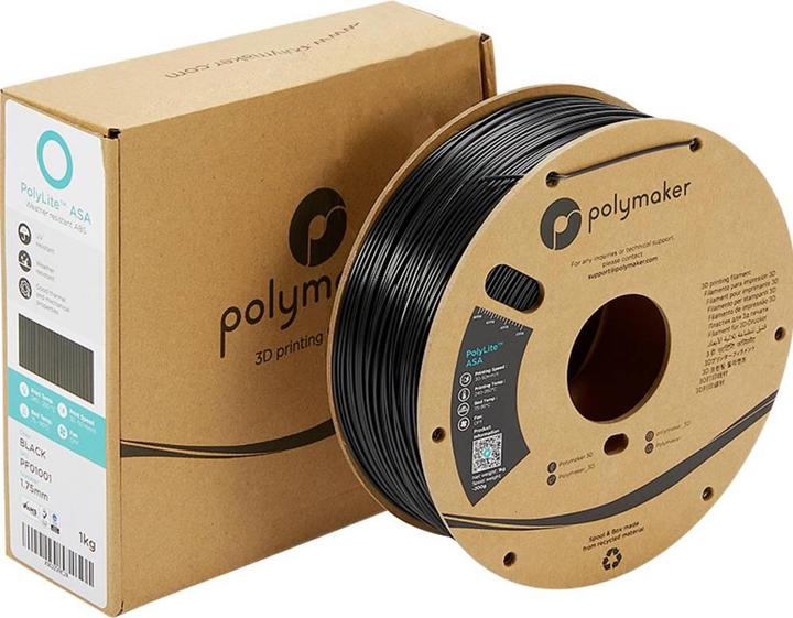 Image du produit Polymaker PolyLite ASA V2 - Noir - 1.75mm (ASA, 1.75 mm, 1000 g, Noir)