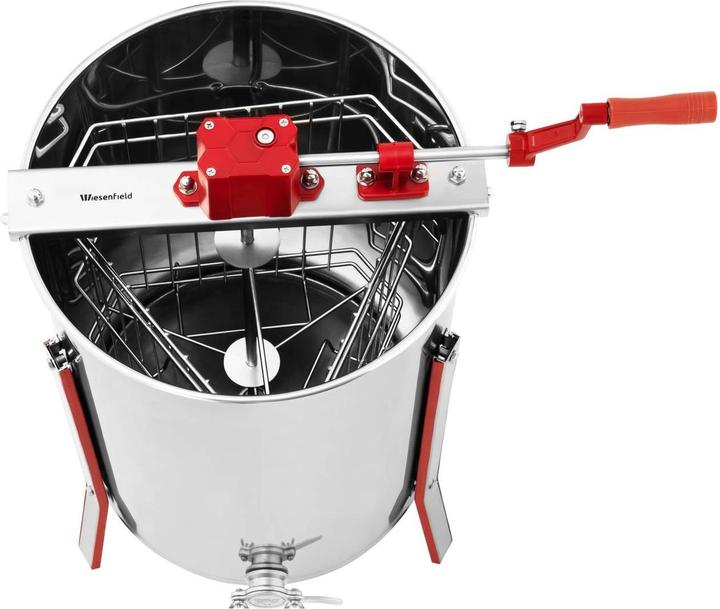Actual product image Wiesenfield Hochwertige Honigschleuder Edelstahl Tangentialschleuder Handantrieb 3 Waben