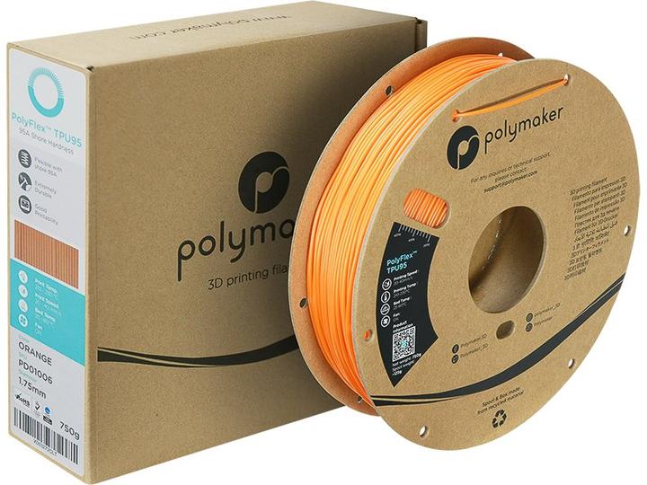 Produktbild Polymaker PD01006 PolyFlex TPU-95A Filament TPU flexibel 1.75 mm 750 g Orange 1 (TPU, 1.75 mm, 750 g, Orange)