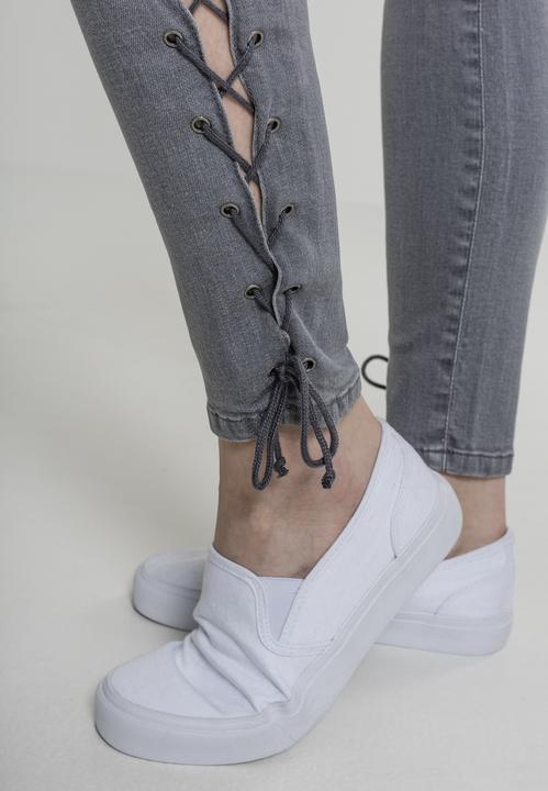 Actual product image Urban Classics Ladies Denim Lace Up Skinny Pants (29)