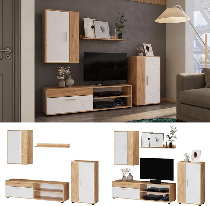 Actual product image Vicco Wohnwand Berno, GKO/Weiss, 4-teiliges Set
