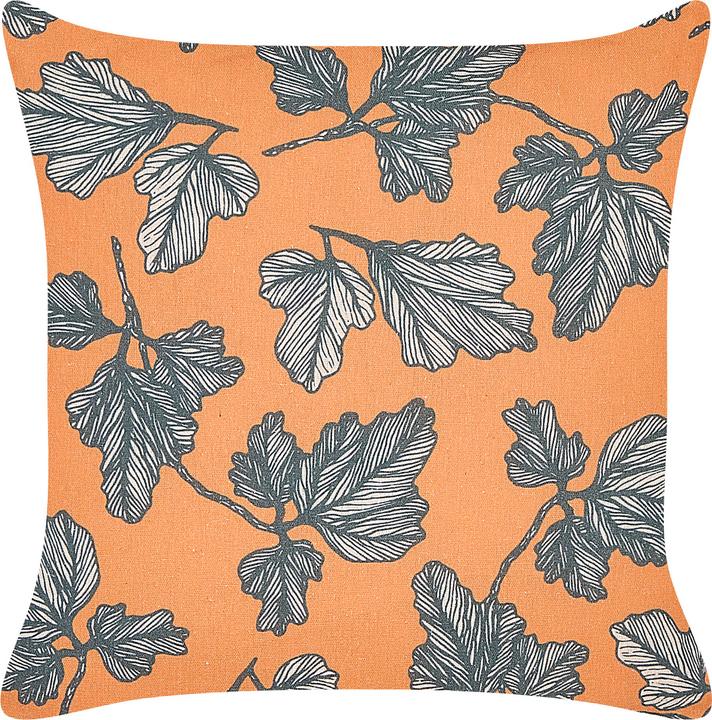 Produktbild Beliani Dekokissen Blättermotiv orange / schwarz 45 x 45 cm 2er Set SPIREA (45 x 45 cm)