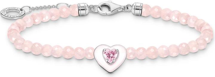 Thomas Sabo Armband Herz mit pinken Perlen (19 cm, 925er Silber, Emaille)