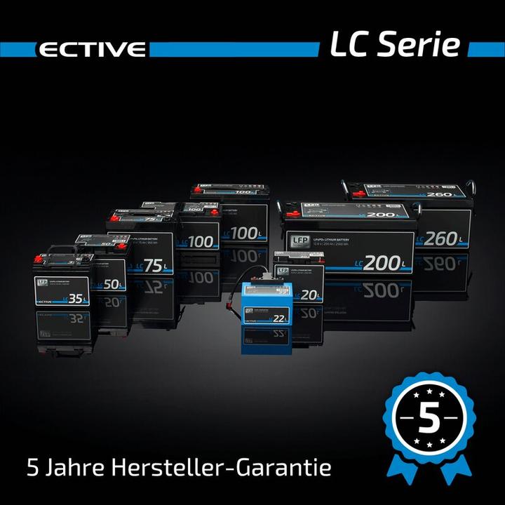Image du produit Ective Batterie au lithium 12V 75Ah LiFePO4 Batterie d'alimentation BMS Camping-car (12 V, 75 Ah)