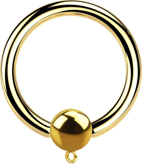 Star Piercing Micro Closure Ring vergoldet mit Kugel Ring für Anhänger (Chirurgenstahl 316L, ohne Messing)