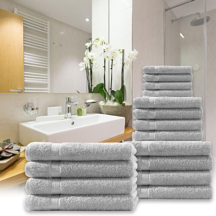 Image du produit Casativo Set de serviettes 12 pièces, 4 serviettes invitées, 4 serviettes de bain et 4 serviettes de toilette (100 x 50 cm, 50 x 30 cm, 150 x 100 cm)