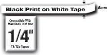 Actual product image Brother TZe-211 (0.60 cm, Black, White)