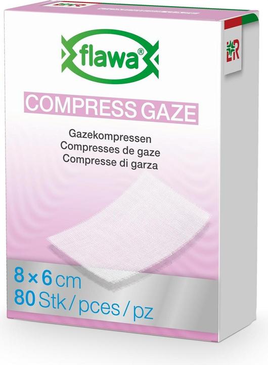 Actual product image Flawa Gazekompressen geschnitten 6x8cm keimreduzierend behandelt