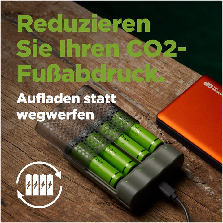 Produktbild GP Batteries ReCyko M451/270 4-Port USB Ladegerät inkl.4xAA NiMh 2600mAh (5 Stk., AA, 2600 mAh, Ladegerät inkl. Akku)