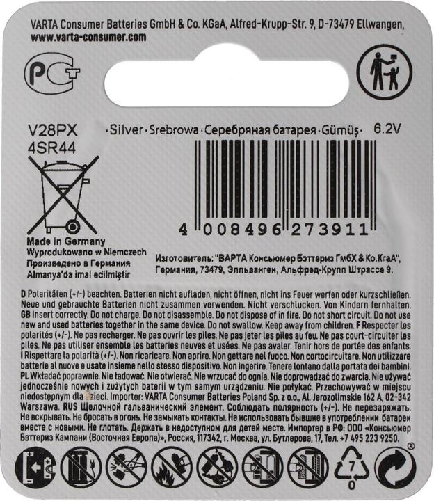 Produktbild Varta Electronics V28PX (1 Stk., SR44, 145 mAh)