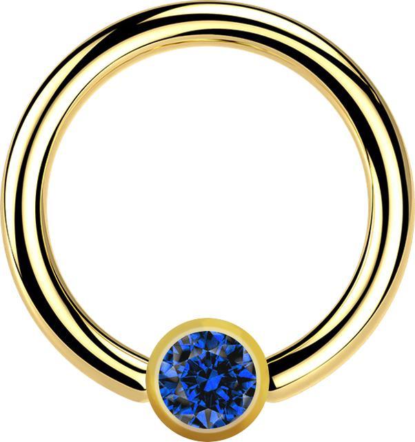 Immagine prodotto Star Piercing Anello Micro Ball Closure placcato oro con sfera di cristallo blu scuro (Acciaio chirurgico 316L)