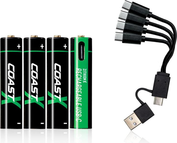 Coast Zithion-X USB-C (4 pz., AAA, 750 mAh)