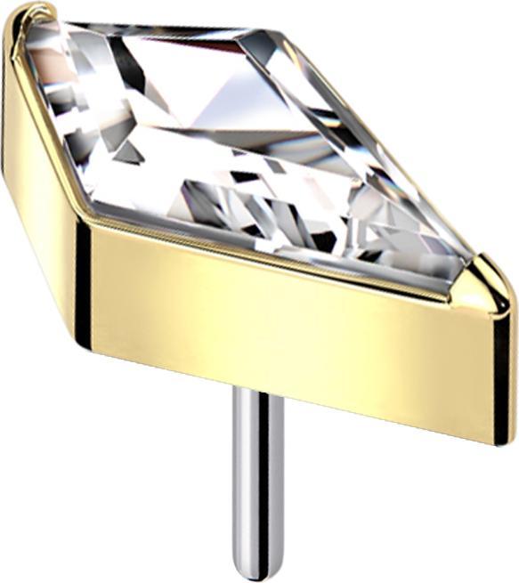 Produktbild Star Piercing Threadless Diamant vergoldet mit Kristall silber (Titan G23, ohne Messing)
