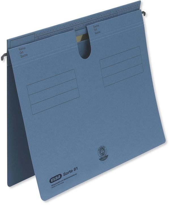 Image du produit Elba Dossier suspendu type 81, pliage en cavalier dépassant, bleu Carton Manila 250 g-qm, rail de (A4, 1 x)