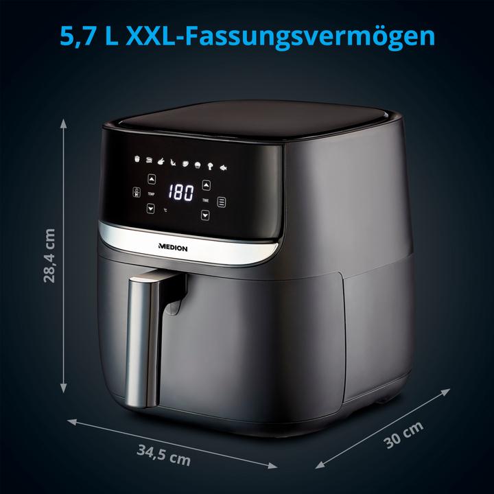 Produktbild Medion Heissluft-Fritteuse MD 10532, 1 kg, Schwarz