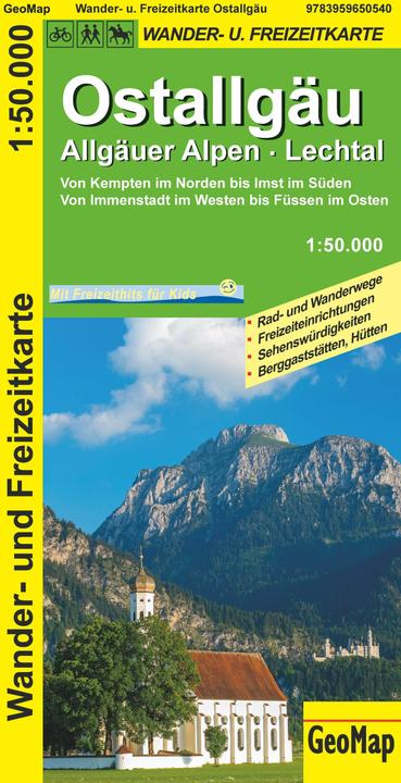 Produktbild Ostallgäu, Allgäuer Alpen, Lechtal Wander- und Freizeitkarte
